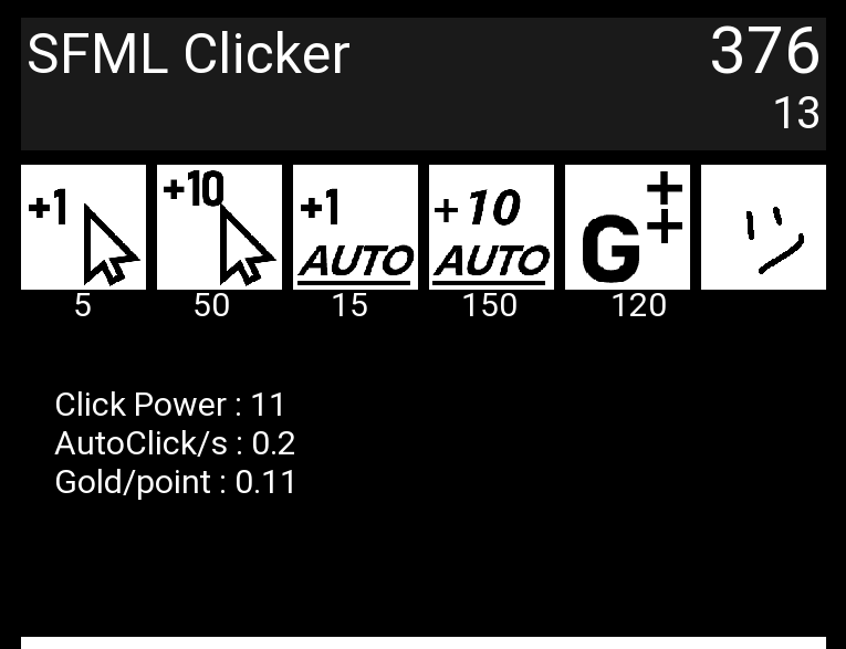 Capture du projet SFML Clicker